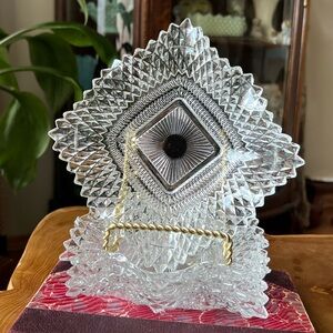 Set of 4 Vintage Indiana Glass Diamond Point Ruffle Edge Square Bowl Dishes